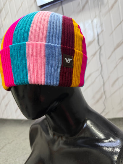 Voy Trend Multicolor Ribbed Beanie with Neck Warmer Set